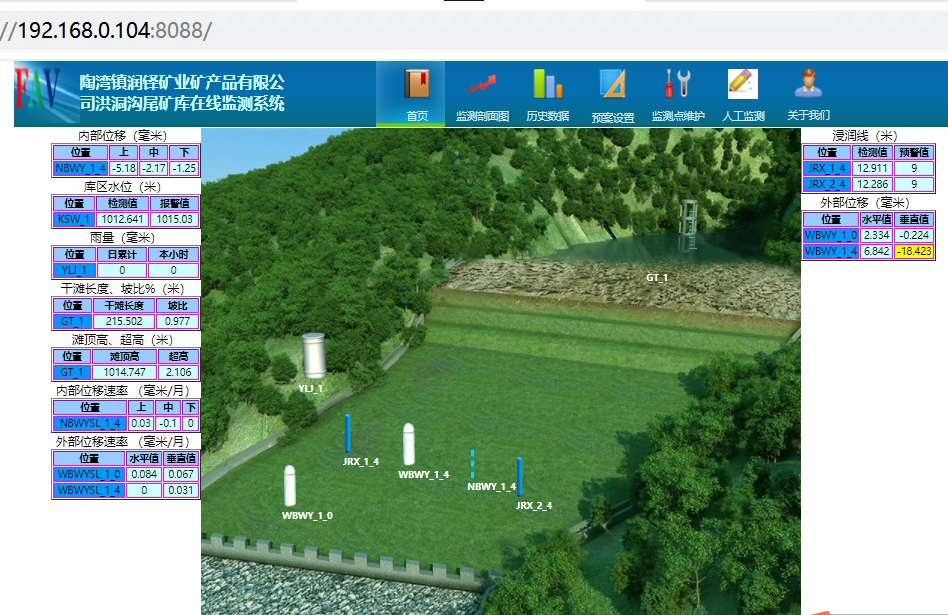 欒川縣陶灣鎮(zhèn)潤鐸礦業(yè)洪洞溝尾礦庫在線監(jiān)測(cè)